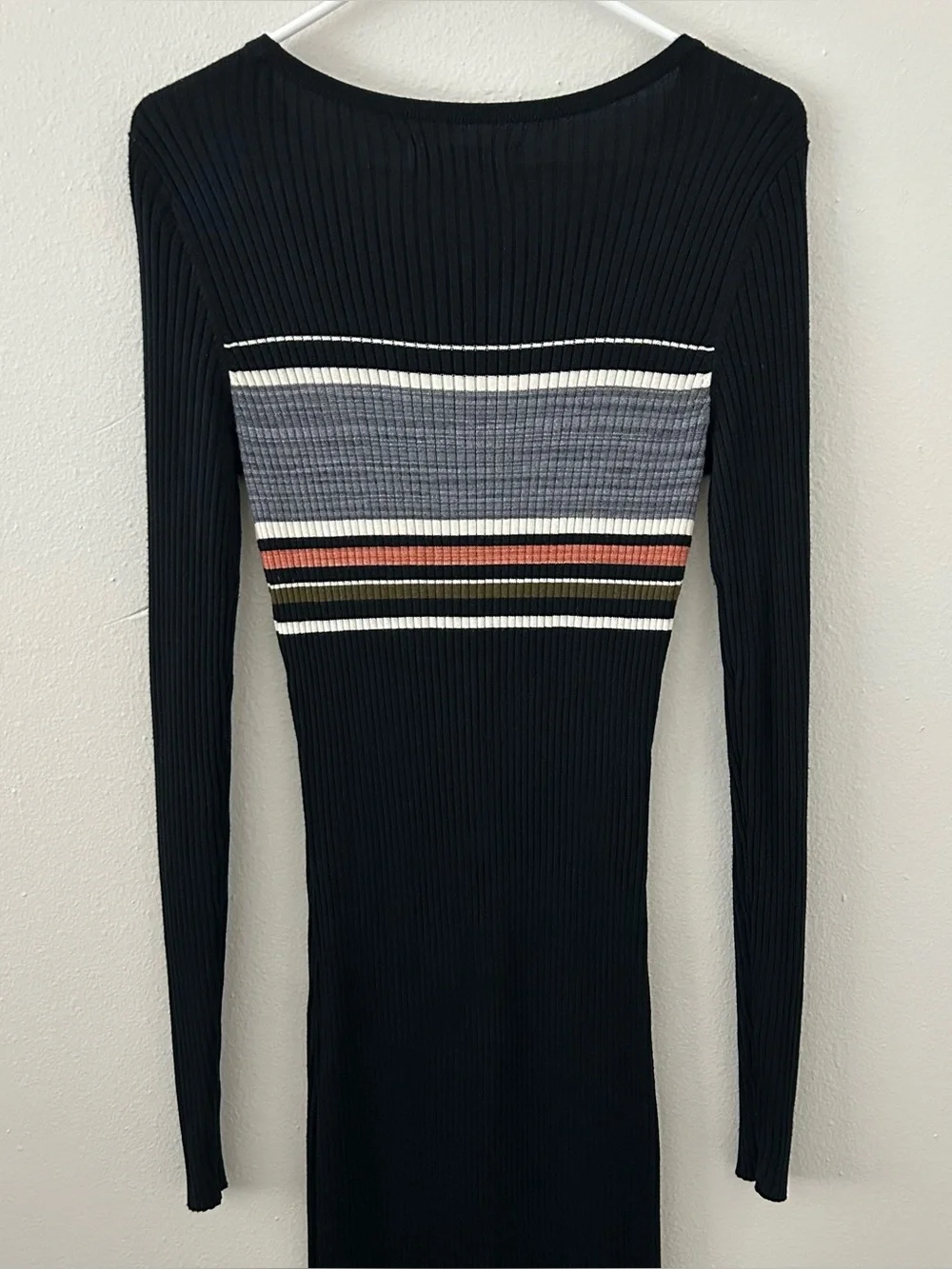 Abercrombie & Fitch Ribbed Striped Maxi Sweater Dress Womens M Bodycon 90s Y2K